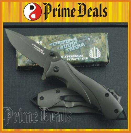 6 to Go!! STRIDER 313B LINER LOCK TITANIUM FINISH FLICK BLADE KNIFE with a Pocket Clip. TOP QUALITY!