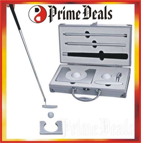 5 Units to GO!! SILVERLINE EXECUTIVE INDOOR GOLF PUTTING SET - Aluminium Case - PERFECT GIFT!!