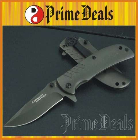 STRIDER 318B LINER LOCK TITANIUM FINISH FLICK BLADE KNIFE with a Pocket Clip - 3 on Auction!!