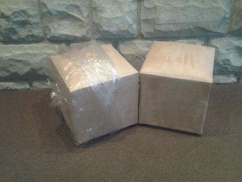 Ottoman's - cube shaped, beige, mock suede