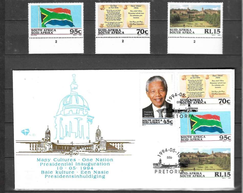 1994 RSA PRESIDENT INAUGURATION COVER AND MNH STAMPS AS PER SCAN