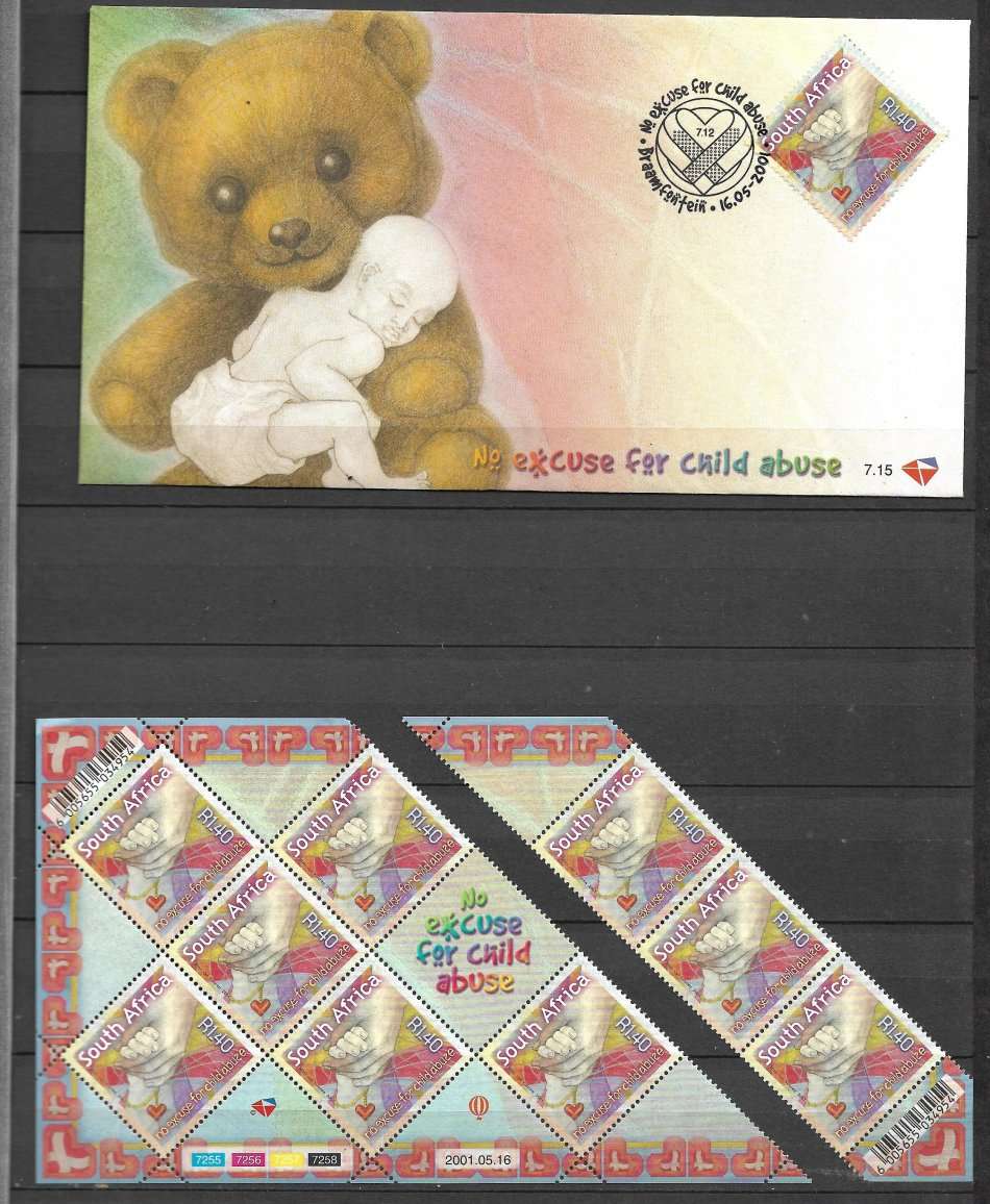 2001 NO EXCUSE FOR CHILD ABUSE COVER AND MNH STAMPS AS PER SCAN