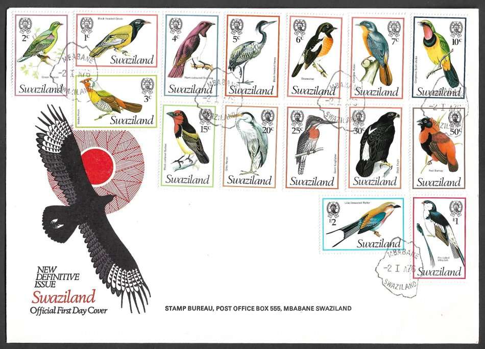 1976 SWAZILAND NEW DEFINITIVE ISSUE FDC  AS PER SCAN
