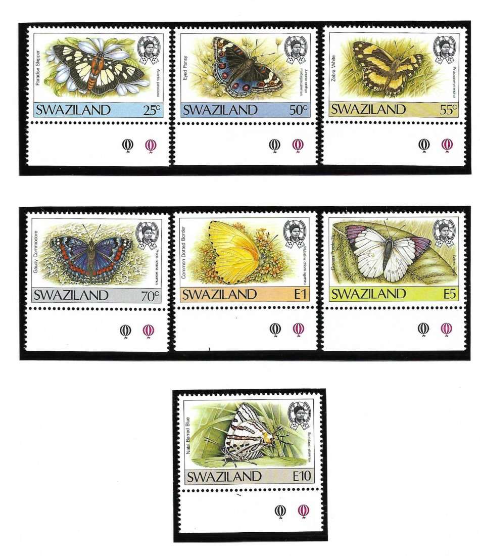 Swaziland 1987/90 Butterflies SG 516/528 MNH, covers & plus 2 used copies of the 15/45c overprint