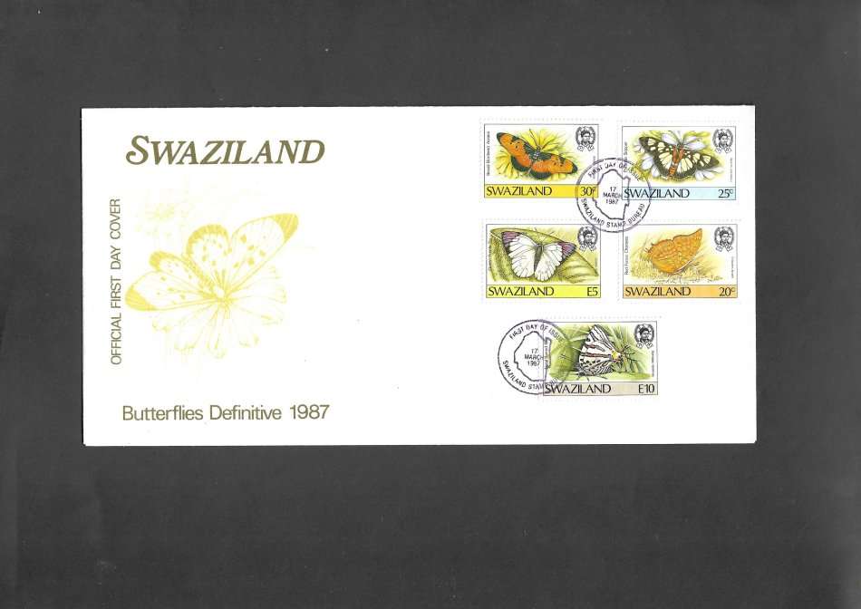 Swaziland 1987/90 Butterflies SG 516/528 MNH, covers & plus 2 used copies of the 15/45c overprint