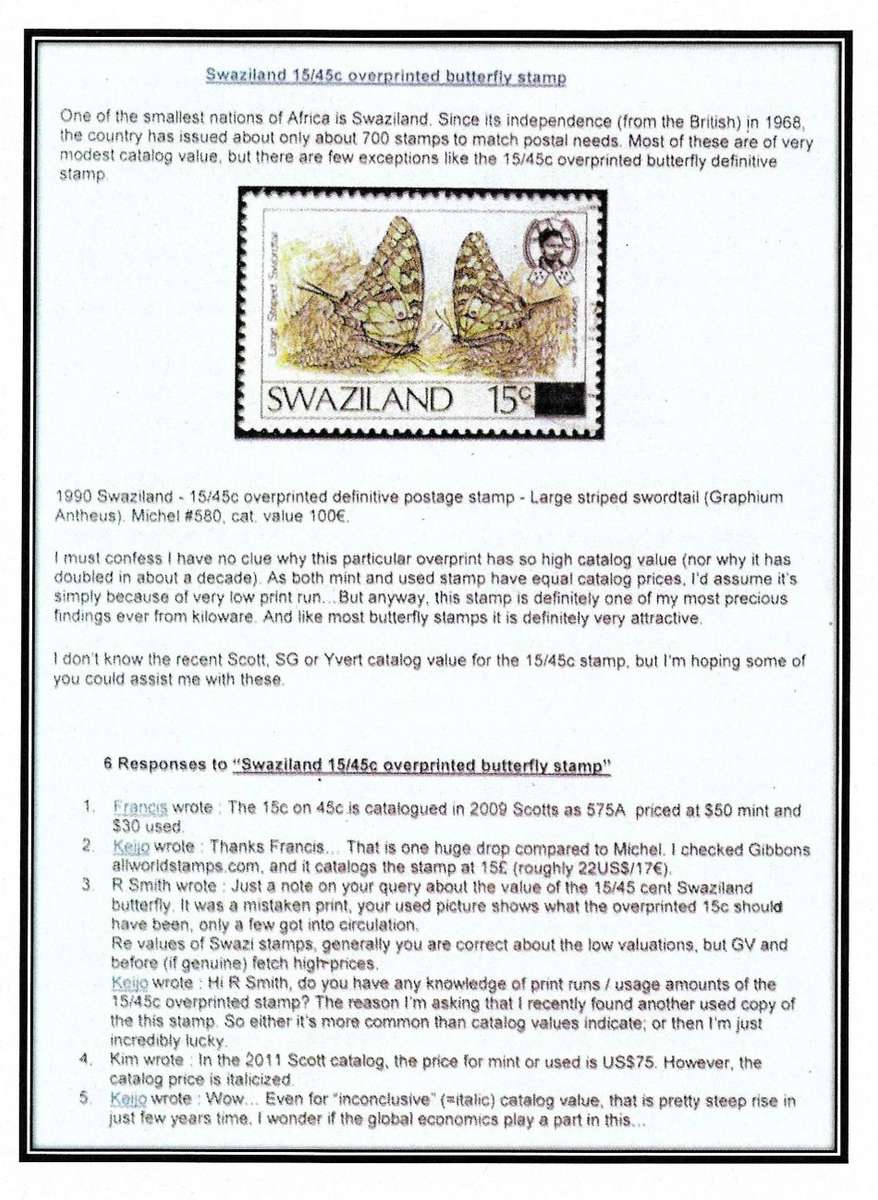 Swaziland 1987/90 Butterflies SG 516/528 MNH, covers & plus 2 used copies of the 15/45c overprint