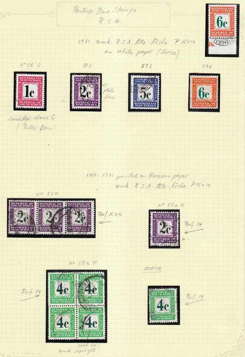 Union of South Africa 1969-1971 " Fine & scares Postage Due" stamps on page as per scan