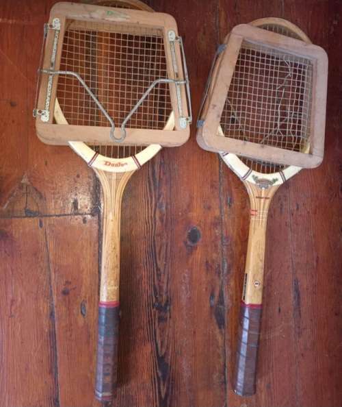 2 × DUNLOP MAXPLY FORT 80`S WOOD TENNIS RACQUET  VINTAGE DEADSTOCK MADE IN ENGLAND