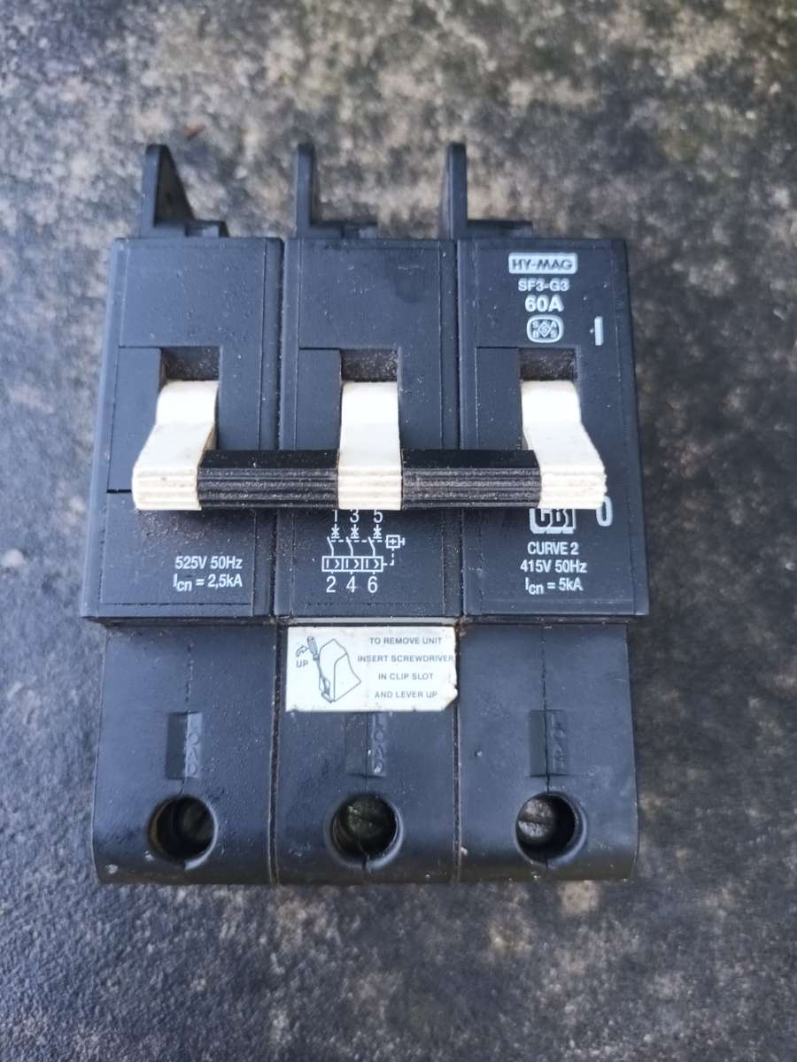 CBI Circuit Breaker 3 Pole Curve 2 60A 6kA 415V