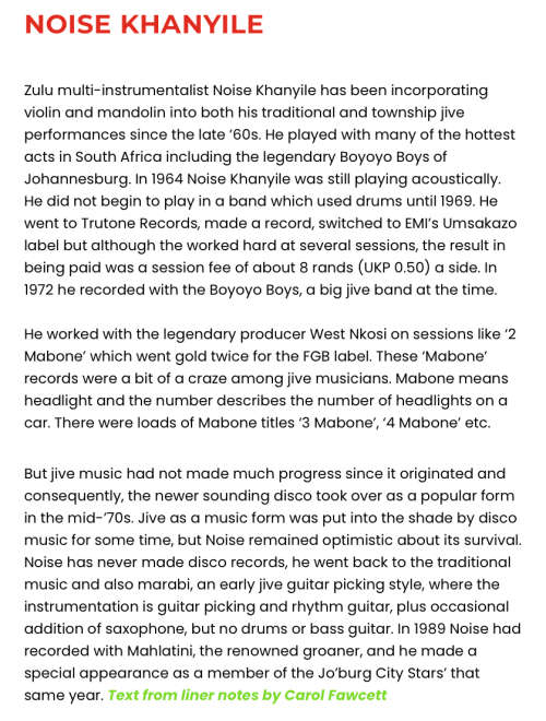 NOISE KHANYILE - ITWASA LIKA PUZA SHUKELA NAMAGUGU AKWAZULU . LP .  SHIFTY . SA Artist .MINT