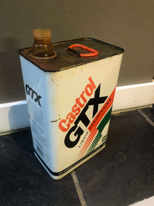 2 EMPTY CASTROL 5L OIL CANS 1980s