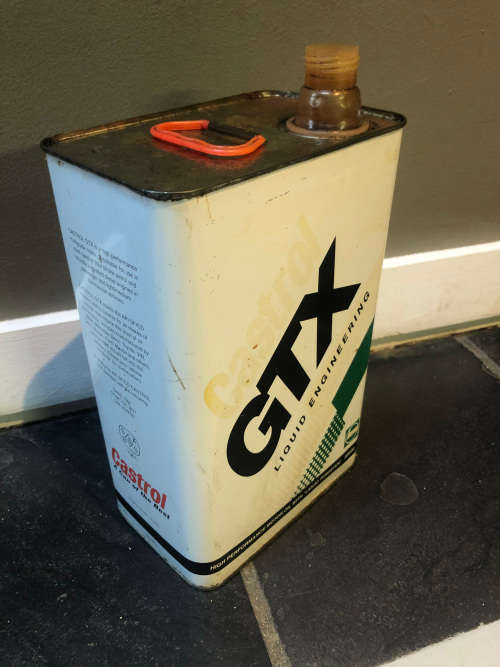 2 EMPTY CASTROL 5L OIL CANS 1980s