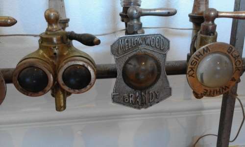 Antique chrome pub optic stand with brass optics