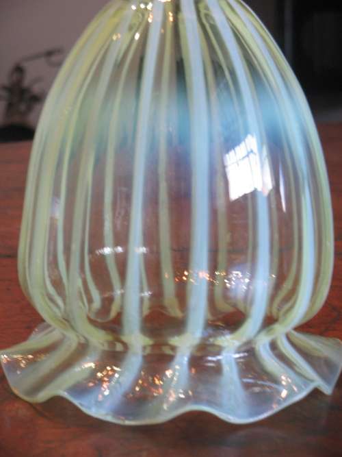 Set of three antique Vaseline Glass Lamp Shades