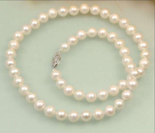 7-8mm Akoya Cultured Pearl Necklace - Very Beautiful and Heavy 42cm Long
