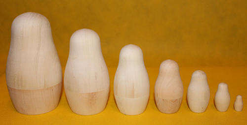 Blank Russian Wooden Stacking Nesting Doll in Doll Matryoshka Babushka Original Handmade 7pc