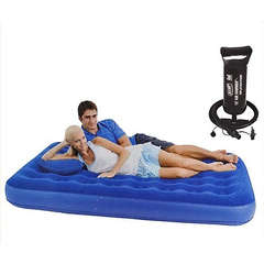 BESTWAY INFLATABLE DOUBLE QUEEN AIR BED WITH 2 PILLOW CAMPING WITH FREE PUMP NEW
