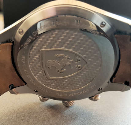 SCUDERIA FERRARI GENTS WATCH WITH BLACK LEATHER STRAP. PIT CREW WATCH!