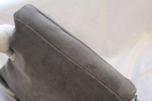 FIRENZE ITALIAN MADE GREY GENUINE SUEDE LEATHER TOTE HANDBAG WITH FRINGED TASSEL DETAIL