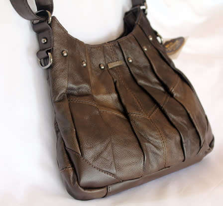 LORENZ GENUINE ITALIAN BROWN PATCHWORK LEATHER BOHO BAG