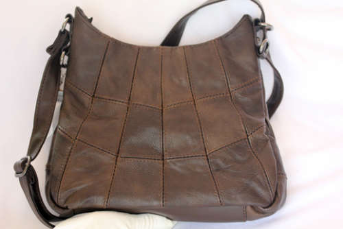 LORENZ GENUINE ITALIAN BROWN PATCHWORK LEATHER BOHO BAG