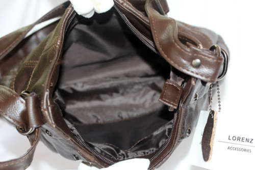 LORENZ GENUINE ITALIAN BROWN PATCHWORK LEATHER BOHO BAG