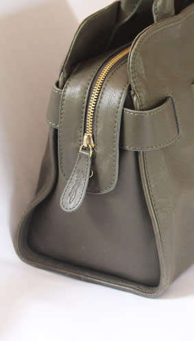 GENUINE LEATHER PAUL COSTELLOE SATCHEL-TYPE HANDBAG, OLIVE GREEN BRAND NEW SUPERB QUALITY