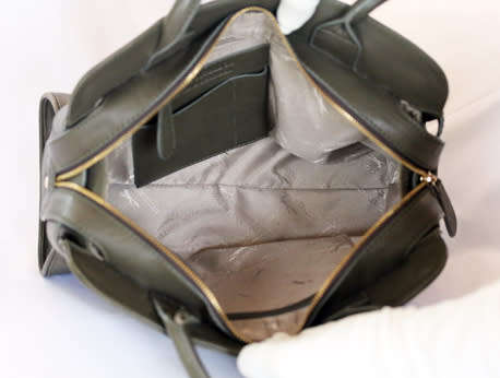 GENUINE LEATHER PAUL COSTELLOE SATCHEL-TYPE HANDBAG, OLIVE GREEN BRAND NEW SUPERB QUALITY