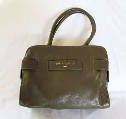 GENUINE LEATHER PAUL COSTELLOE SATCHEL-TYPE HANDBAG, OLIVE GREEN BRAND NEW SUPERB QUALITY
