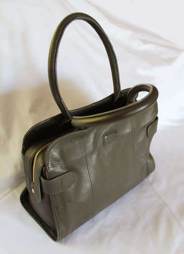 GENUINE LEATHER PAUL COSTELLOE SATCHEL-TYPE HANDBAG, OLIVE GREEN BRAND NEW SUPERB QUALITY