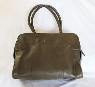GENUINE LEATHER PAUL COSTELLOE SATCHEL-TYPE HANDBAG, OLIVE GREEN BRAND NEW SUPERB QUALITY
