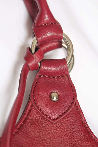 GENUINE LEATHER `PATRICK COX` HOBO HANDBAG, MAROON WITH GENUINE HIDE DETAIL BRAND NEW