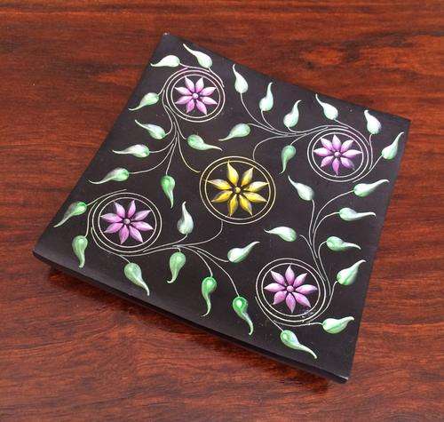 COLOURFUL ENGRAVED STONE CANDLE HOLDER