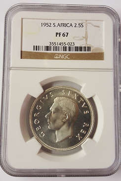 1952 SA Union 2.5 Shilling (Half Crown) NGC PF 67 ** Finest Known