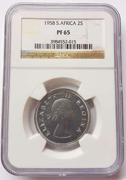 1958 SA Union 2 Shilling (2S) NGC PF 65 ** Third Finest