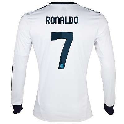 2013  REAL MADRID HOME SHIRT+LONG SLEEVE SMALL SIZE ONLY+RONALDO+FREE SHIPPING+EURO 2012 SHIRTS