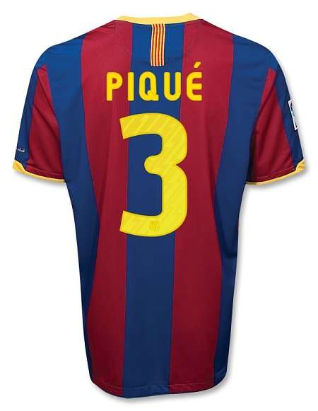 XMAS CLEARANCE 2011 BARCELONA HOME SHIRT + PIQUE 3+ LARGE + FREE SHIPPING