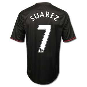 2011-2012 LIVERPOOL AWAY BLACK SHIRT + SUAREZ 7+,MEDIUM, SMALL +FREE SHIPPING