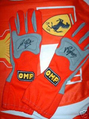 OMP F1 FERRARI GLOVES SIGNED MICHAEL SCHUMACHER ROSSI 2006 COA
