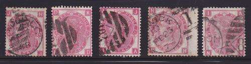 Great Britain Queen Victoria 1873 - 1880 Plate Issues Number 4,5,6,8 & 10, Catalogue Value R2500