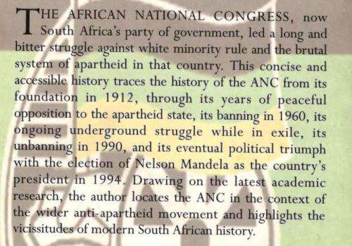 The African National Congress  --  Saul Dubow