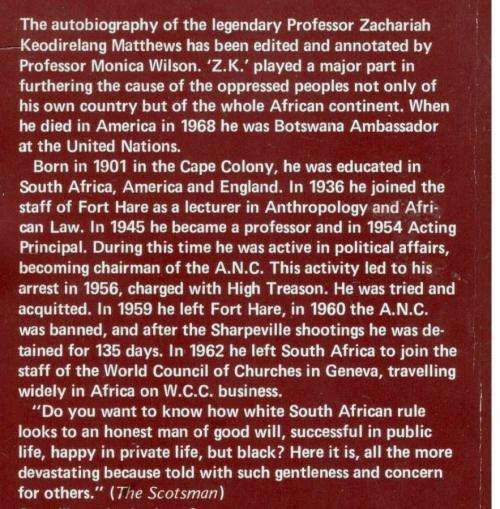 Freedom for my People  --  Z K Matthews