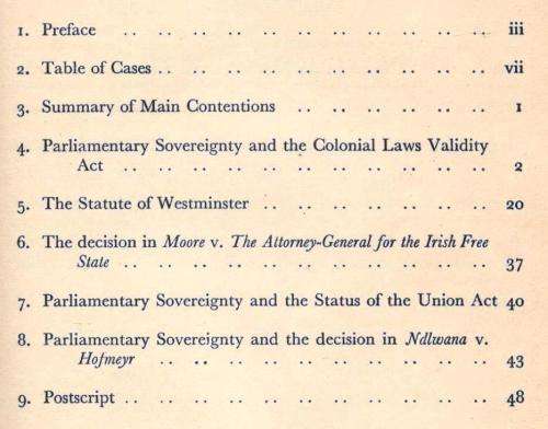 Parliamentary Sovereignty and the Entrenched Sections of the South Africa Act  -- D V Cowan