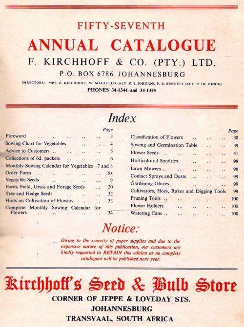 Kirchhoffs Fifty Seventh Annual Catalogue - 1951