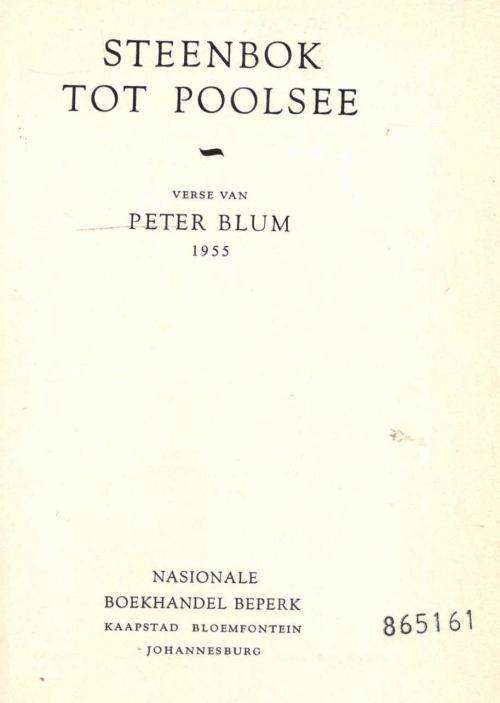 Steenbok tot Poolsee  --  Peter Blum  -  1955