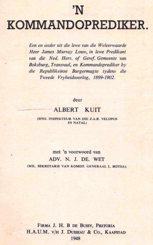 'n Kommandoprediker  -  Albert Kuit  ABO