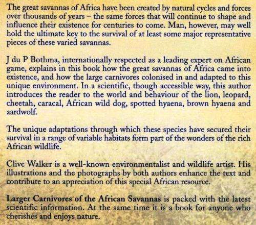 Larger Carnivores of the African Savannas - J du P Bothma and Clive Walker