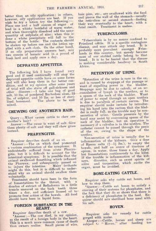 The Farmer's Annual and South African Farm Doctor  - Vol ll - 1914