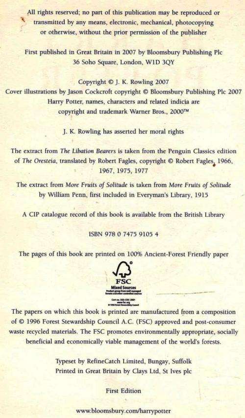 Harry Potter and theDeathly Hallows  -  J K Rowling