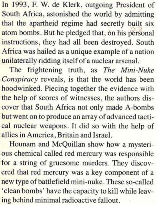 The Mini-Nuke Conspiracy - Mandela's Nuclear Nightmare  - Peter Houman and teve McQuillan